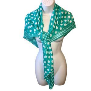 Polka Dot Scarf Wrap Turquoise White Large Square